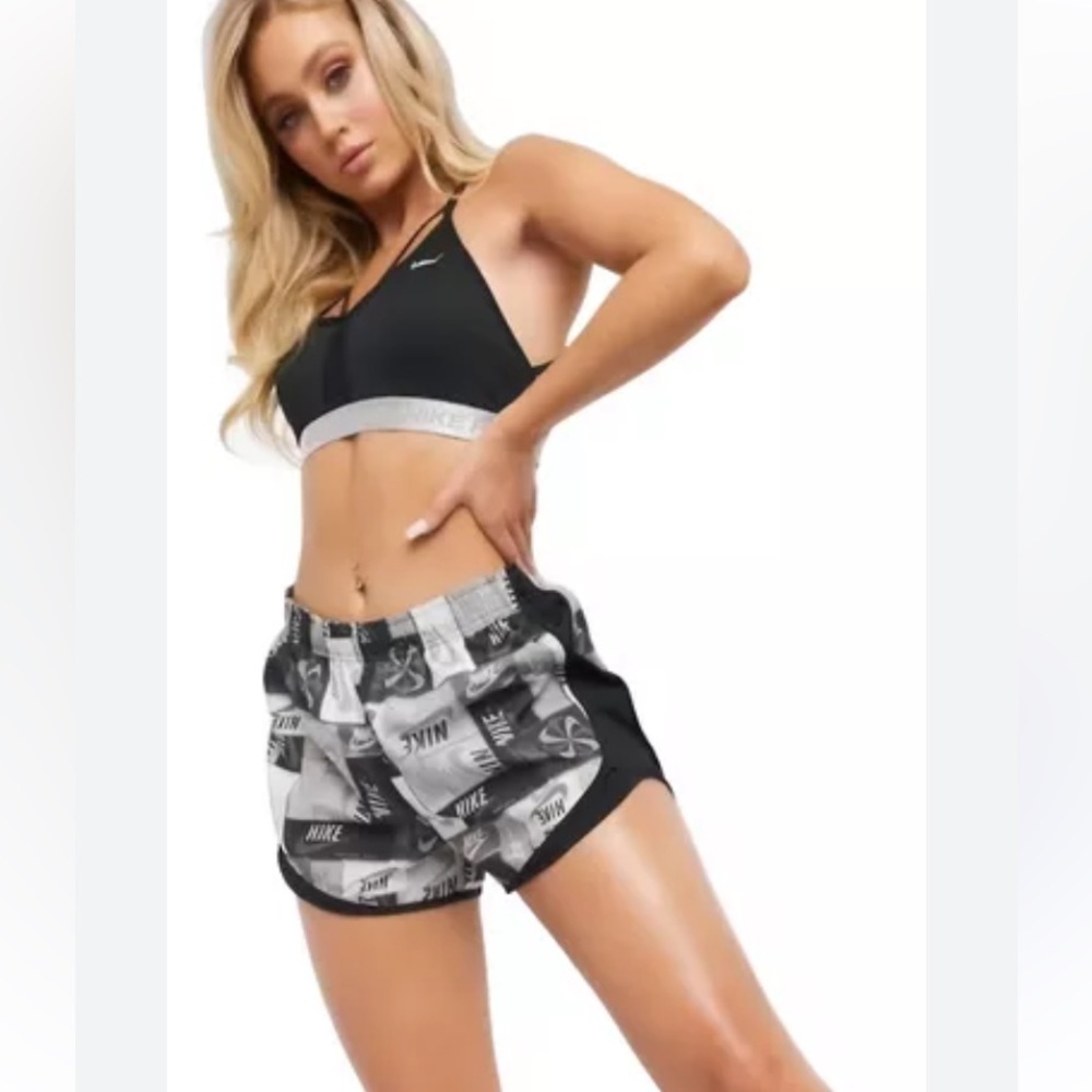 Nike Run Icon Clash Tempo Shorts Black White Oregon USA Logo Print Workout SZ S